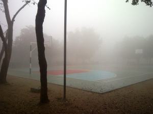The Basketball Court during the foggy winters.. 